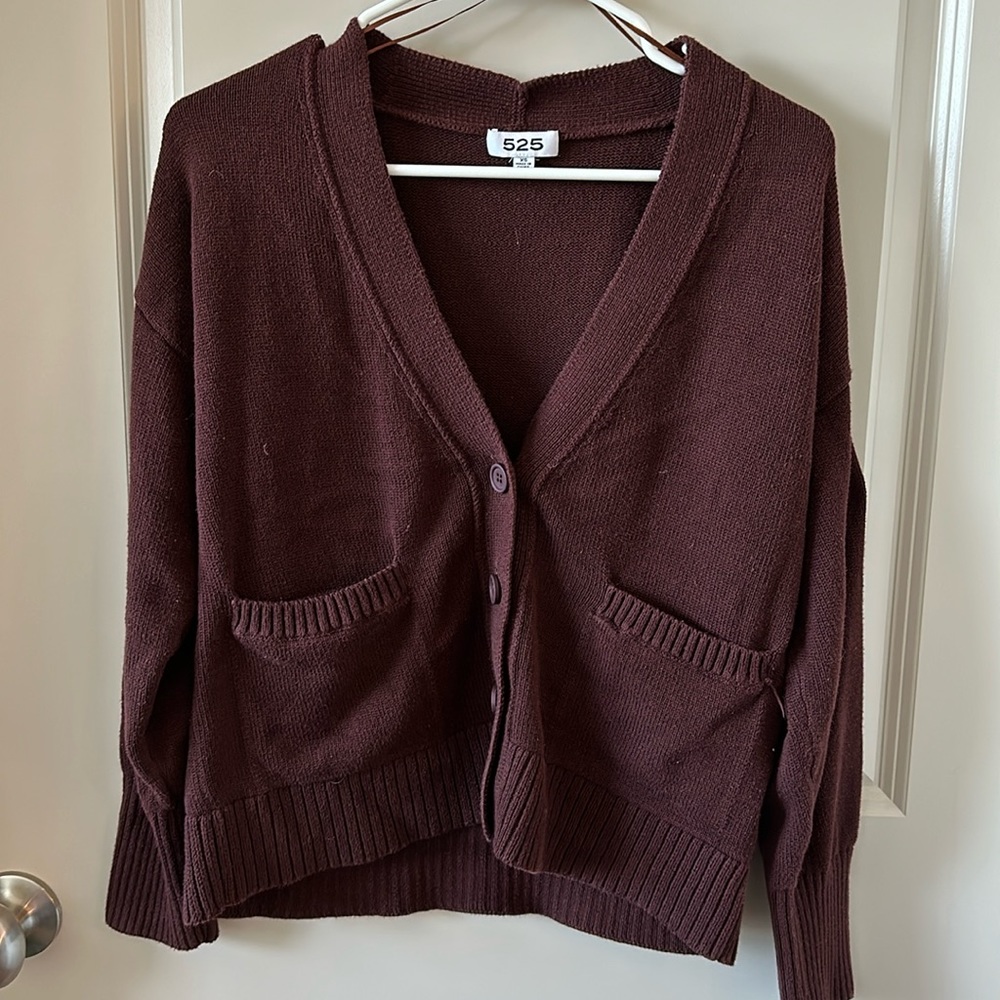 525 America | Deep Burgundy button down cardigan | Size XS